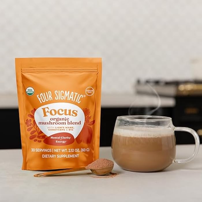 Four Sigmatic Focus Blend | Organic Lion's Mane Powder with Adaptogen and Mushroom Blend | Includes Cordyceps, Rhodiola, Bacopa & Mucuna | 30 Servings - Image 4