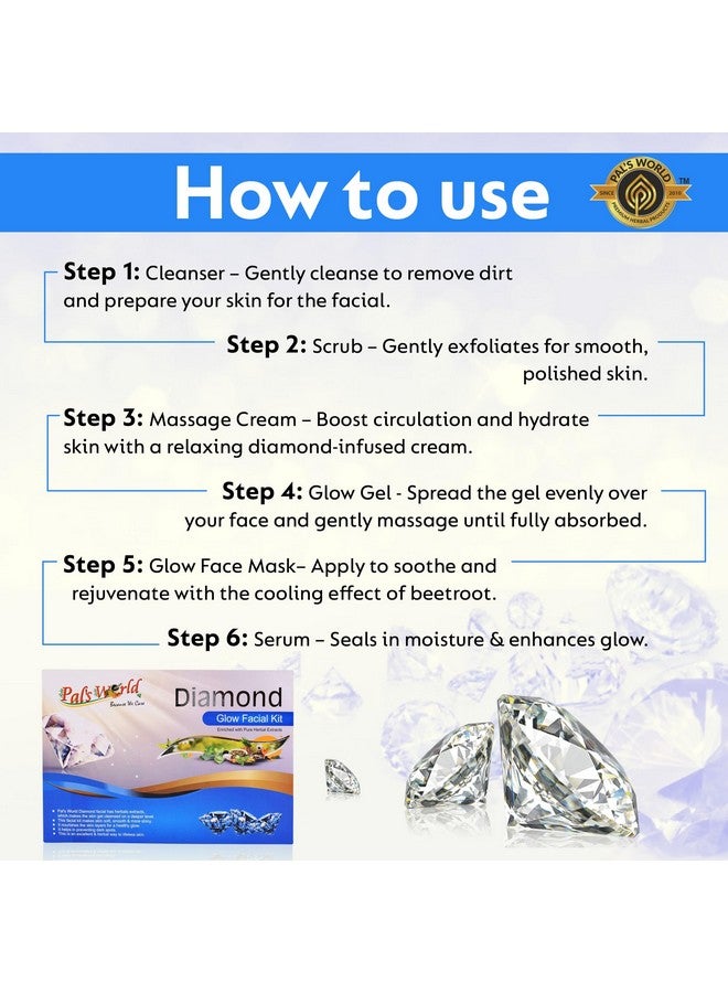 Pal's World Diamond Facial Kit for All Skin Types - Gentle, Nourishing, and Refreshing Skincare Solution - Pack of 1 - Image 5
