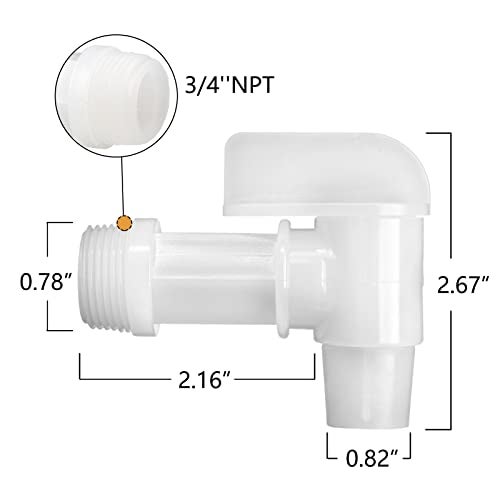 MUGLIO Barrel Faucet White Manual Handle Drum Faucet PE Plastic Drum Tap for Plastic or Steel Oil Drum or Water Container 3/4” by MUGLIO(4PCS) - Image 3