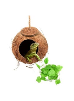 B&K Leopard Gecko Coconut Husk Hut Reptile Habitat Accessories Hideout Hole Hanging Apply to Amphibians and Small Animals