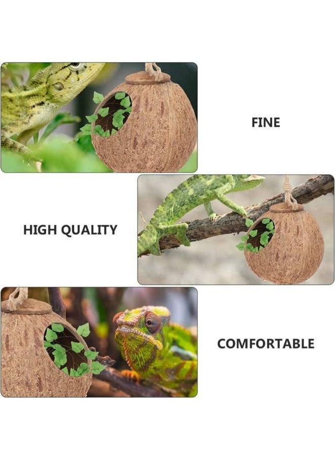 Generic - B&K Leopard Gecko Coconut Husk Hut Reptile Habitat Accessories Hideout Hole Hanging Apply to Amphibians and Small Animals - Image 1
