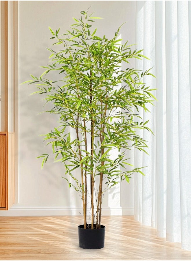 Generic 120CM Artificial Bamboo Tree, Artificial Tree, Fake Tree, Faux Bamboo Plant with Natural Lifelike Leaves, Suitable for Indoor Decoration, Housewarming and Office Gift  - Image 1