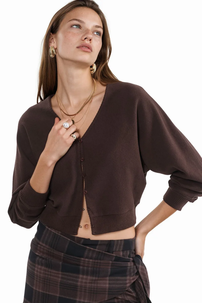 Busem BUSEM V-Neck Ribbed Crop Cardigan