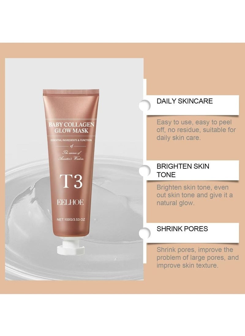 EELHOE Collagen Mask, Baby Collagen Glow Mask, Collagen Peel Off Mask, Hydrating Mask for Anti-Wrinkle, Anti-Aging, Pore Tightening, Firming Lifting Glowy Skin  - Image 4