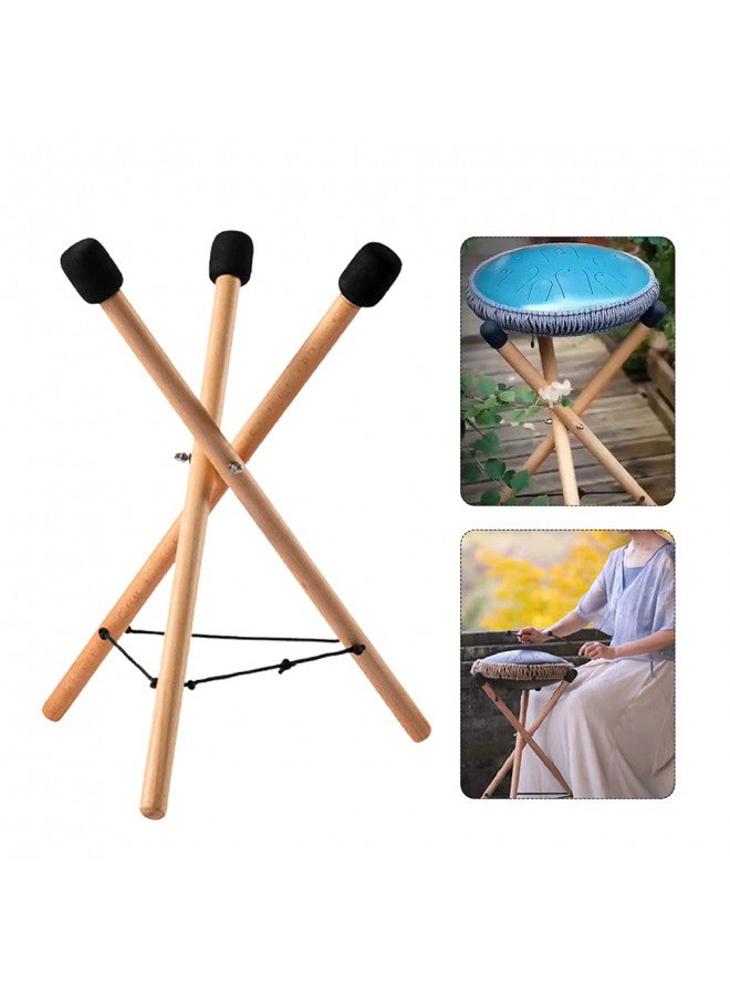 EMVANV Handpan Drum Stand, Solid Wood Adjustable Triangular Extendable Snare Holder Bracket Drum Stand(as Shown) - Image 2