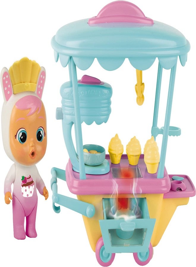 CRY BABIES Magic Tears Coneys Confectionery Trolley Play Set Mini Collectible Doll & Pastry Trolley with Steam and Light Effects Gifts Toy for Girls and Boys from 3 Years - Image 1