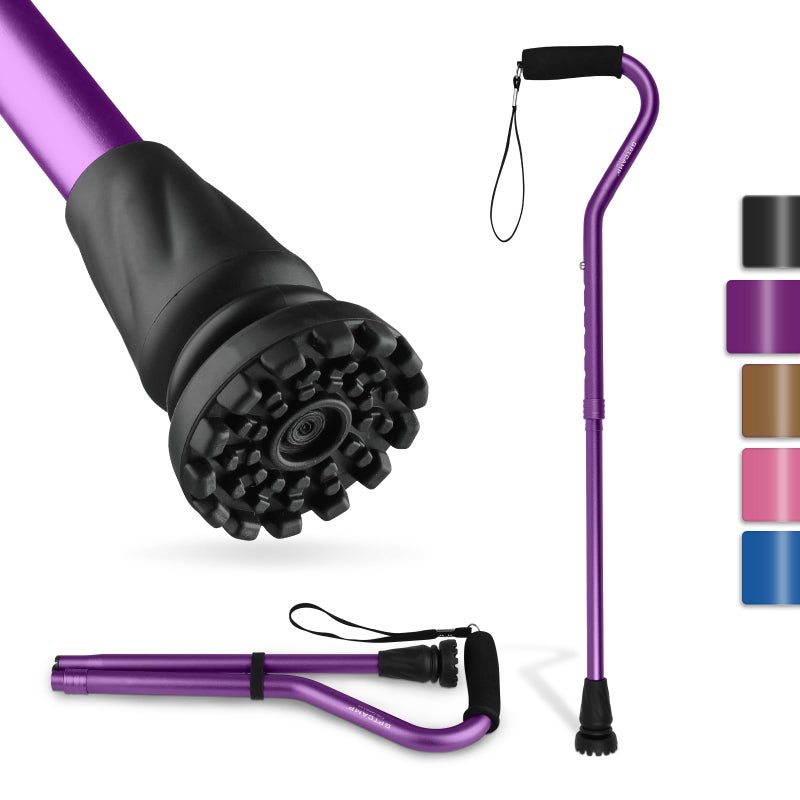 GPTCAMP Walking Cane and Walking Stick for Men Women,Lightweight Folding Canes with Offset Soft Cushioned Handle,Adjustable&Collapsible,Mobility & Leg Surgery Recovery (Purple) - Image 1