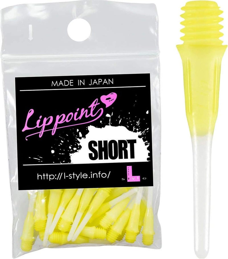 LSTYLE Short Lippoint Dart Tips – 2-Tone Yellow | 2BA Soft Tip Points – 1 Pack (30 Tips) - Image 1
