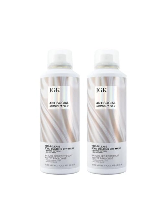 IGK Antisocial Dry Hair Mask LeaveIn Overnight BondBuilding Treatment for Dry Hair Extensions Hydrates Repairs Softens 5oz Pack of 2 New and Improved Scent - Image 1