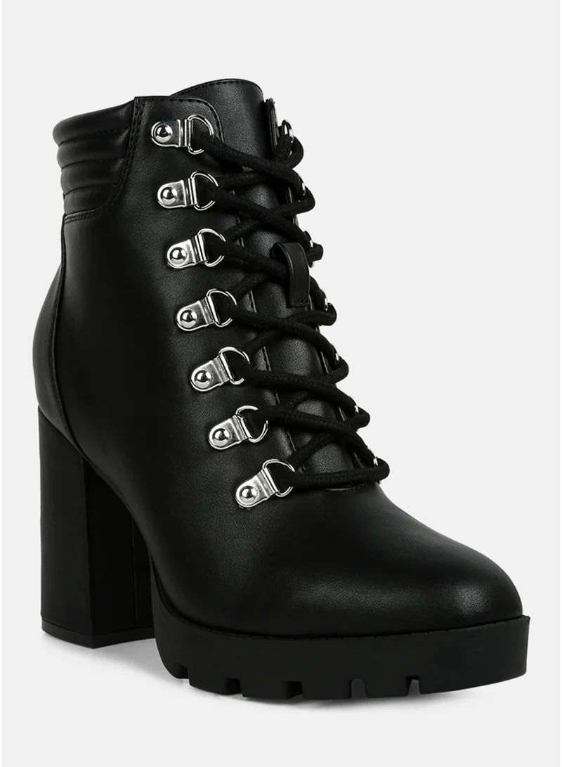 London Rag  London Rag Black Lace Up Block Heel Boots for Women | Best Price UAE