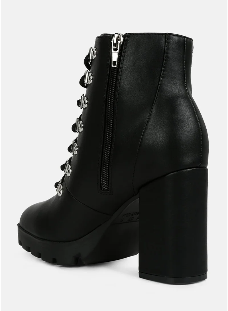 London Rag  London Rag Black Lace Up Block Heel Boots for Women | Best Price UAE