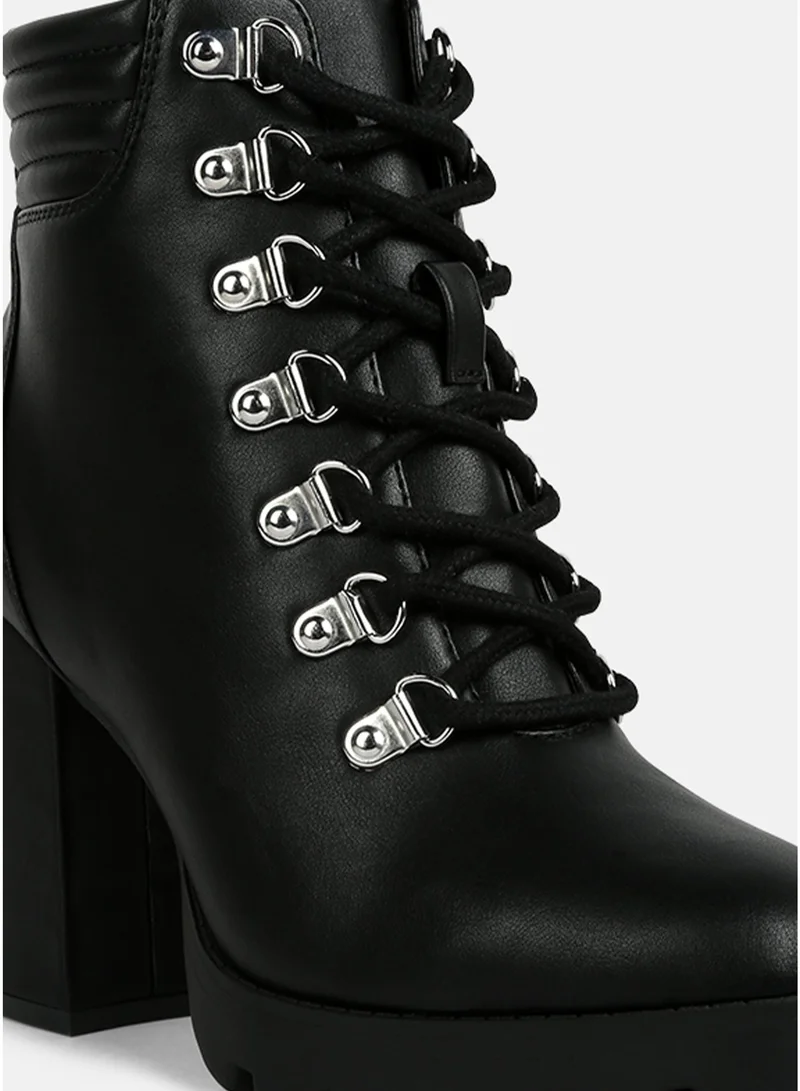 London Rag  London Rag Black Lace Up Block Heel Boots for Women | Best Price UAE