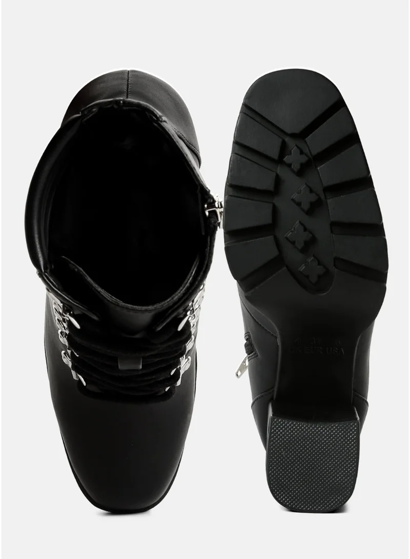 London Rag  London Rag Black Lace Up Block Heel Boots for Women | Best Price UAE