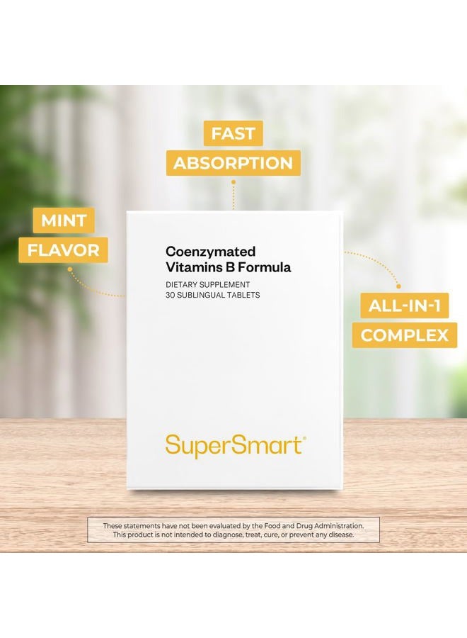 SuperSmart Coenzymated B Formula - Contains All The B Group Vitamins - Five Times More Active | Non-GMO & Gluten Free - 30 Tablets - Image 2