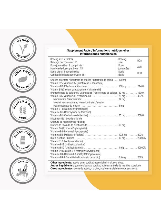 SuperSmart Coenzymated B Formula - Contains All The B Group Vitamins - Five Times More Active | Non-GMO & Gluten Free - 30 Tablets - Image 3