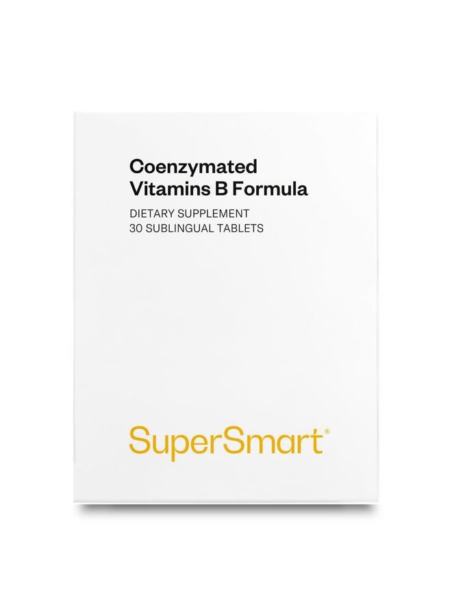 SuperSmart Coenzymated B Formula - Contains All The B Group Vitamins - Five Times More Active | Non-GMO & Gluten Free - 30 Tablets - Image 1