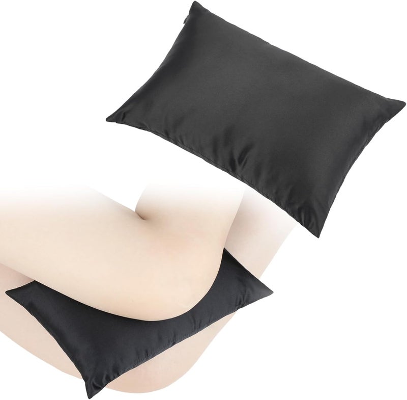 HapiPoppy Knee Pillow Leg Pillows 11" x 7.8" Silky Small Hip Support Pillows Smooth Cooling Between Legs for Side Sleepers Sciatica Joints Pain Relief Machine Washable Post Surgery Cushion Gifts, Satin Black - Image 1