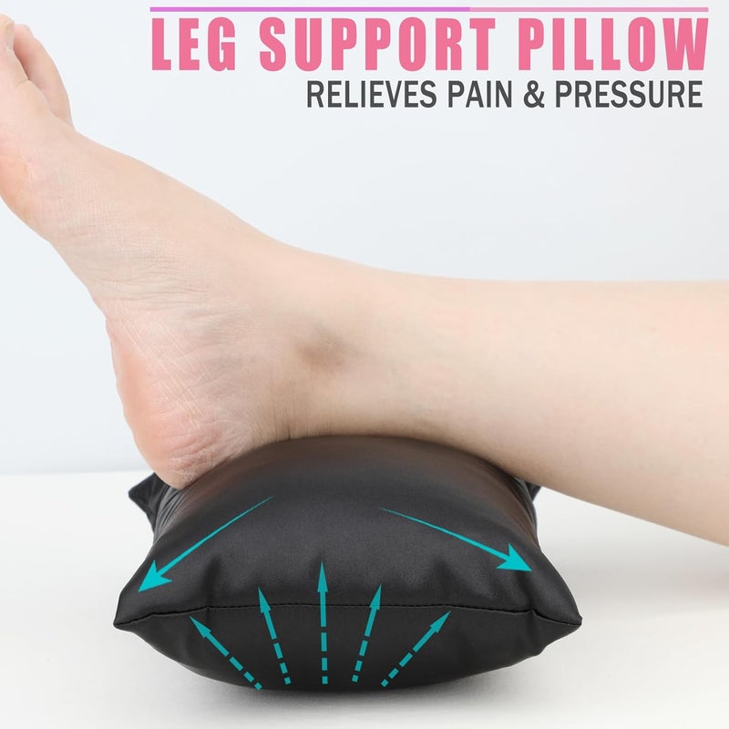 HapiPoppy Knee Pillow Leg Pillows 11" x 7.8" Silky Small Hip Support Pillows Smooth Cooling Between Legs for Side Sleepers Sciatica Joints Pain Relief Machine Washable Post Surgery Cushion Gifts, Satin Black - Image 2