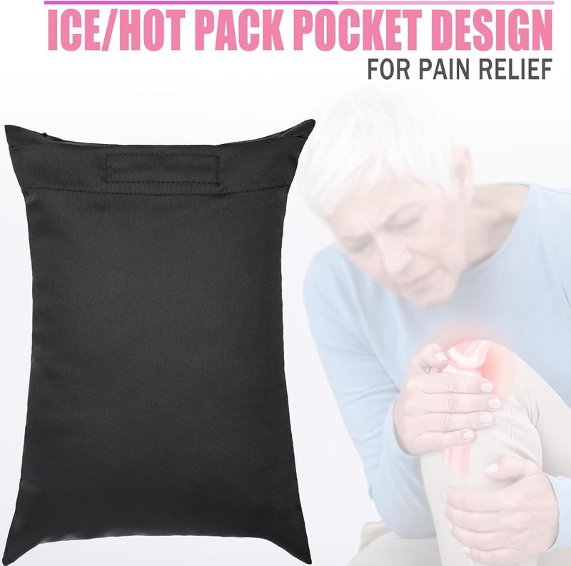 HapiPoppy Knee Pillow Leg Pillows 11" x 7.8" Silky Small Hip Support Pillows Smooth Cooling Between Legs for Side Sleepers Sciatica Joints Pain Relief Machine Washable Post Surgery Cushion Gifts, Satin Black - Image 3