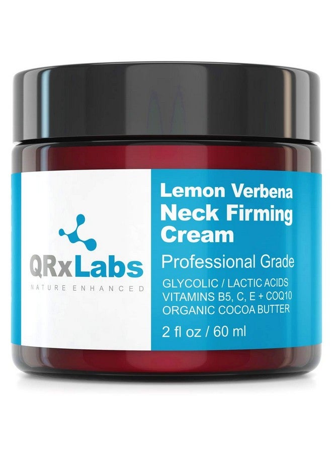 QRxLabs Lemon Verbena Neck Firming Cream - Tightening & Lifting Moisturizer for Loose, Wrinkled or Sagging Skin on Neck, Decollete & Chest - Best to Prevent Turkey/Crepe Neck - 2 fl oz - Image 1