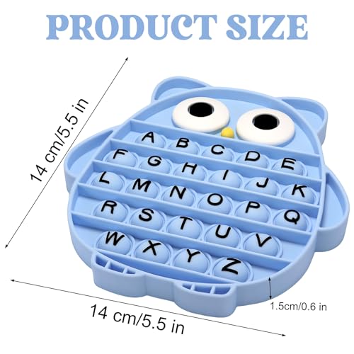 DEARIDAP Fidget Toys for Kids Owl Shaped Silicone Squeeze Sensory Toys Alphabet Bubble Stress Anxiety Relief Relax Tools for Kids Adults School Classroom Gift Party Favors Blue - Image 5