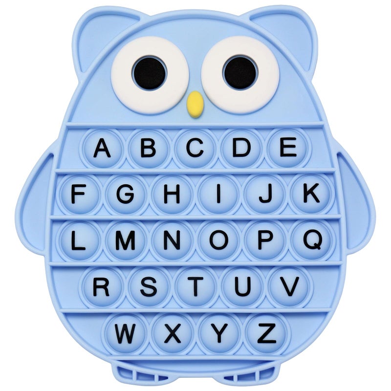 DEARIDAP Fidget Toys for Kids Owl Shaped Silicone Squeeze Sensory Toys Alphabet Bubble Stress Anxiety Relief Relax Tools for Kids Adults School Classroom Gift Party Favors Blue - Image 3