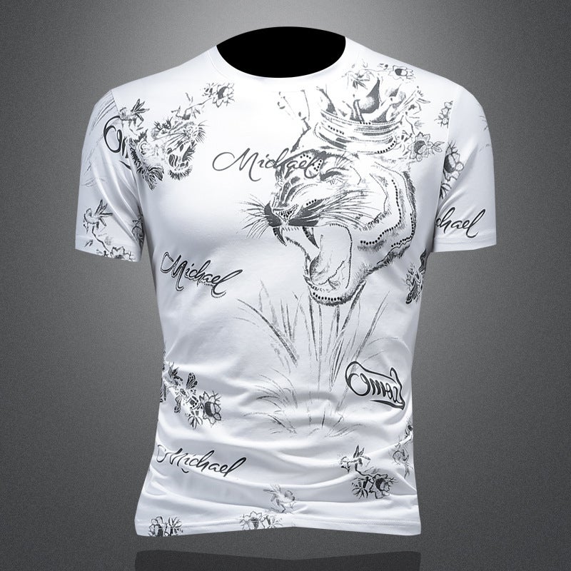 Short-Sleeved T-Shirt Men'S Trendy Fashion Youth Slim-Fit Crewneck Half-Sleeve Large Size Casual Men'S Tx213 - Image 2