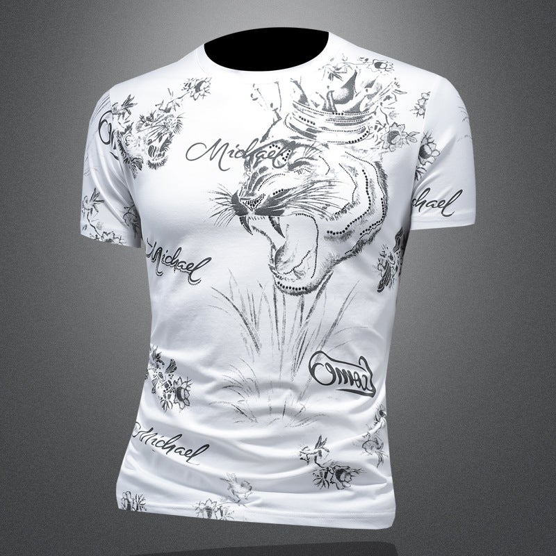 Short-Sleeved T-Shirt Men'S Trendy Fashion Youth Slim-Fit Crewneck Half-Sleeve Large Size Casual Men'S Tx213 - Image 4
