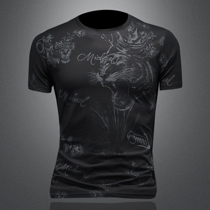 Short-Sleeved T-Shirt Men'S Trendy Fashion Youth Slim-Fit Crewneck Half-Sleeve Large Size Casual Men'S Tx213 - Image 3