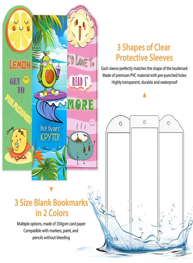Comkrivy 240 Pcs Kraft Paper Blank Bookmarks, 3 Sizes 2 Colors Bookmark Making Kit with 80 Pcs Clear Bookmark Sleeves & 80 Pcs Colorful Tassels, Paper Book Mark Bulk for DIY Crafts, Gift Tags, School Projects - Image 3