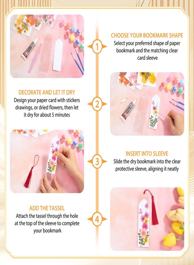 Comkrivy 240 Pcs Kraft Paper Blank Bookmarks, 3 Sizes 2 Colors Bookmark Making Kit with 80 Pcs Clear Bookmark Sleeves & 80 Pcs Colorful Tassels, Paper Book Mark Bulk for DIY Crafts, Gift Tags, School Projects - Image 5