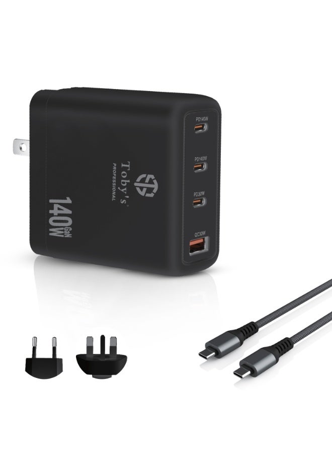 Toby's Toby’s 140W USB-C GaN Fast Charger 4-Port Multi Device Power Adapter with Touch Control, High-Speed Charging for Laptops, Smartphones & Tablets Compatible with MacBook, iPhone, Galaxy, Pixel & More - Image 1