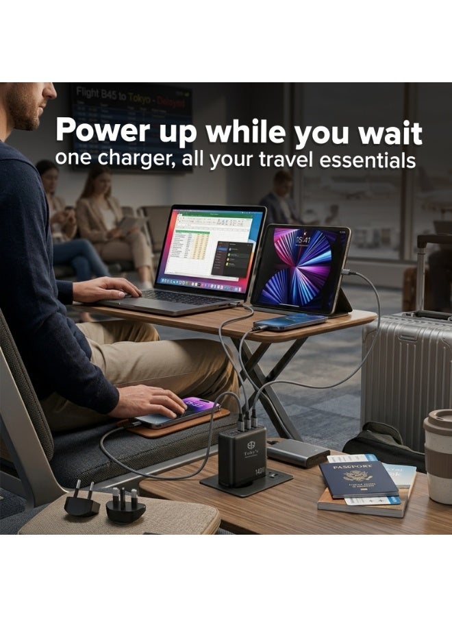 Toby's Toby’s 140W USB-C GaN Fast Charger 4-Port Multi Device Power Adapter with Touch Control, High-Speed Charging for Laptops, Smartphones & Tablets Compatible with MacBook, iPhone, Galaxy, Pixel & More - Image 5