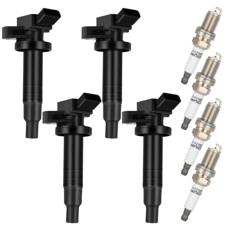 OCPTY 4 ignition coils with 4 iridium Spark Plugs fits UF247 5C1074 COP49 for Toyota Corolla Celica GT Prizm Vibe Matrix XR MR2 Spyder 2000-2009 L4 1.8L - Image 1