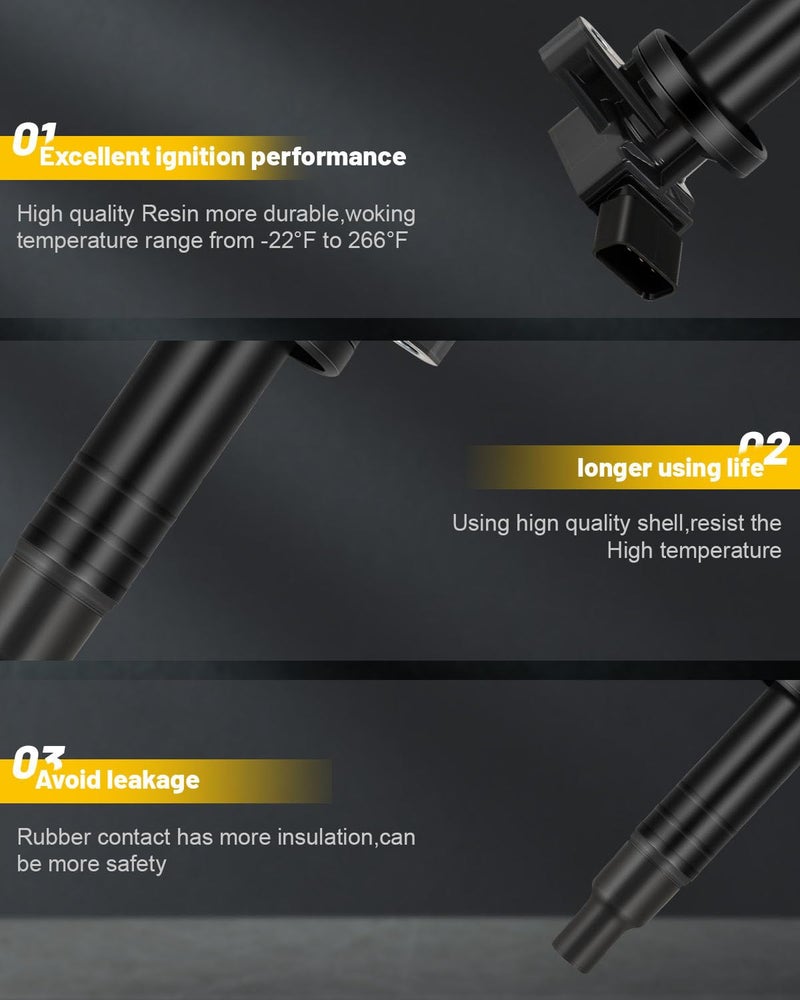 OCPTY 4 ignition coils with 4 iridium Spark Plugs fits UF247 5C1074 COP49 for Toyota Corolla Celica GT Prizm Vibe Matrix XR MR2 Spyder 2000-2009 L4 1.8L - Image 3