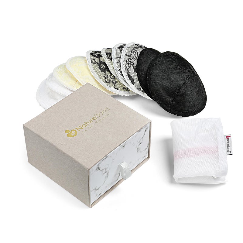 NatureBond Reusable Nursing Pads. Set of 10 Nipple Pads for Breastfeeding, Breathable Breast Pads for Breastfeeding with Wash Bag & Box, Viscose Made from Bamboo - Image 1