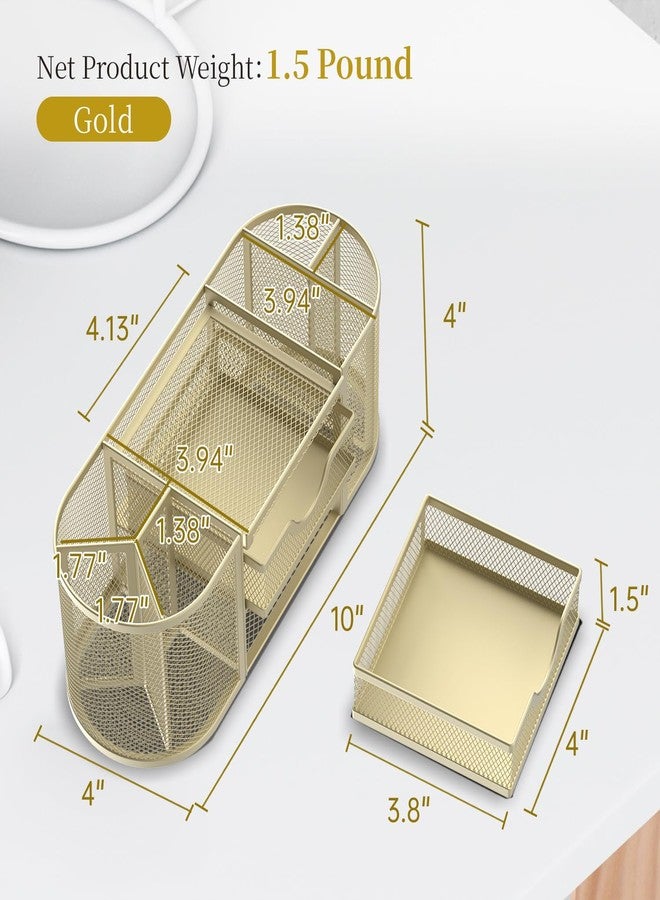 SUPEASY Mesh Desk Organizer, Desk Organizers and Accessories, Pen Holder with Drawers, Pencil Holder for Desk with 2 Drawer for Office Supplies, Golden yellow - Image 3