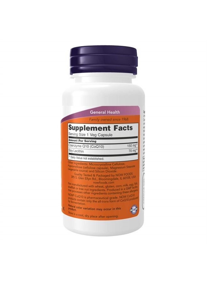 now مكملات، كيو 10 150 ملغ، درجة صيدلانية، شكل كامل تم إنتاجه عن طريق التخمر، 100 كبسولة نباتية - Image 3