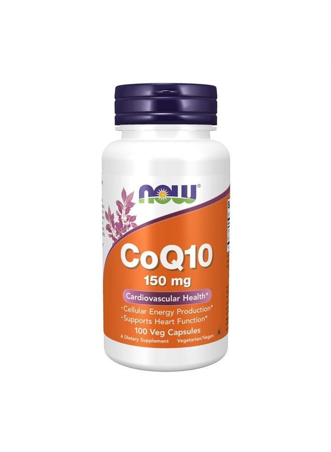 now مكملات، كيو 10 150 ملغ، درجة صيدلانية، شكل كامل تم إنتاجه عن طريق التخمر، 100 كبسولة نباتية - Image 1