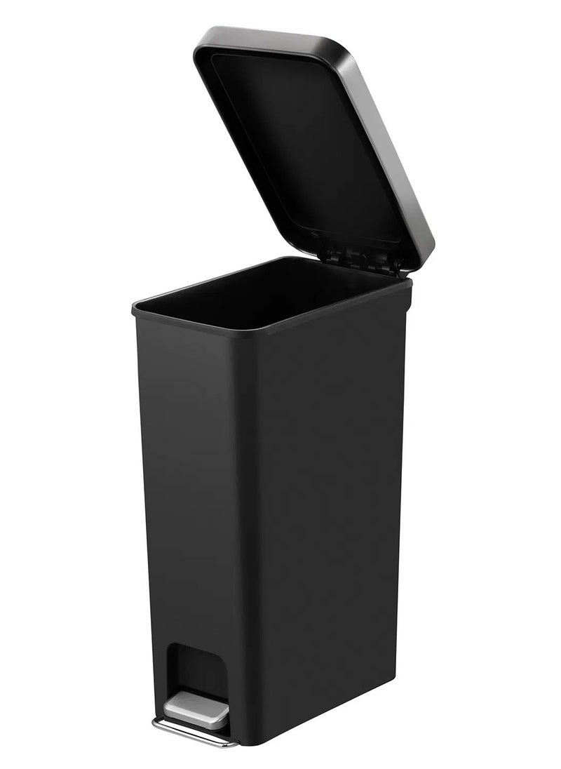 EKO - HANA SLIM SERIES | Brushed Matte Finish | Soft-Closing | Fingerprint-Resistant | Step Trash Bin | Versatile For Kitchens & Bathrooms | 15 Liters | Black - Image 1