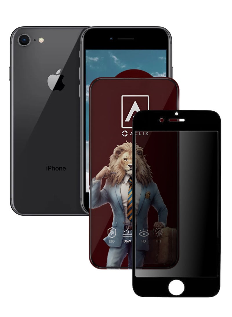 ACLIX Antistatic ESD Dustproof Premium Quality High Definition Anti-Spy Privacy Tempered Glass Screen Protector Designed For  iPhone 8 - Image 1