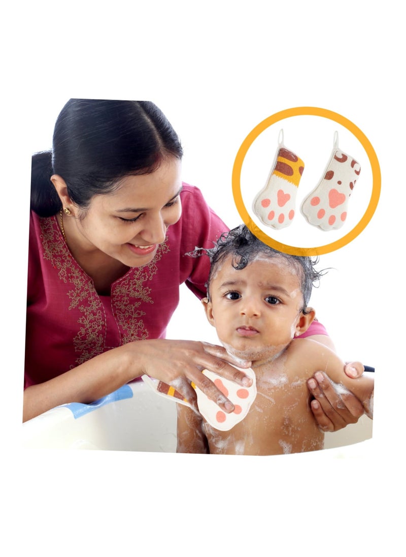 SYOSI 2Pcs Paw Bath Cotton Cartoon Towel Sponge Natural for Bathing Shower Mitten Mesh Exfoliating Brush Body Cleaning Scrubber Kid Loofah Child Net  - Image 2