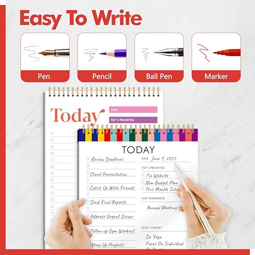 Gethelud 2 To Do List Notepads, Daily Planner Notebook with Tear-off Design, Undated Writing Organizer for Daily Tasks and Goal, Coiled Task Track Checklist Productivity Pad for Office, Classroom, Home, School - Image 5