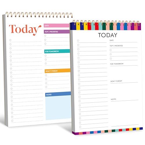 Gethelud 2 To Do List Notepads, Daily Planner Notebook with Tear-off Design, Undated Writing Organizer for Daily Tasks and Goal, Coiled Task Track Checklist Productivity Pad for Office, Classroom, Home, School - Image 1