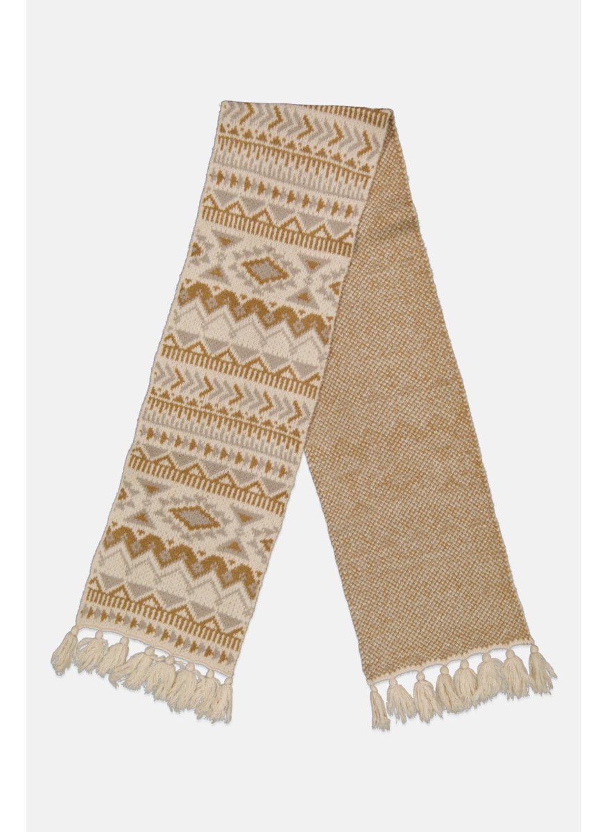 s.Oliver Women Knitted Shawl 180 x 40 Cm, Beige Combo 