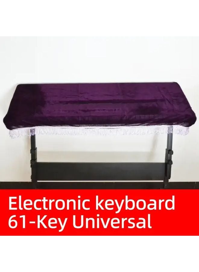 Red Velvet Dust Cover With Fringe For 61 Key Electronic Keyboard - Image 2