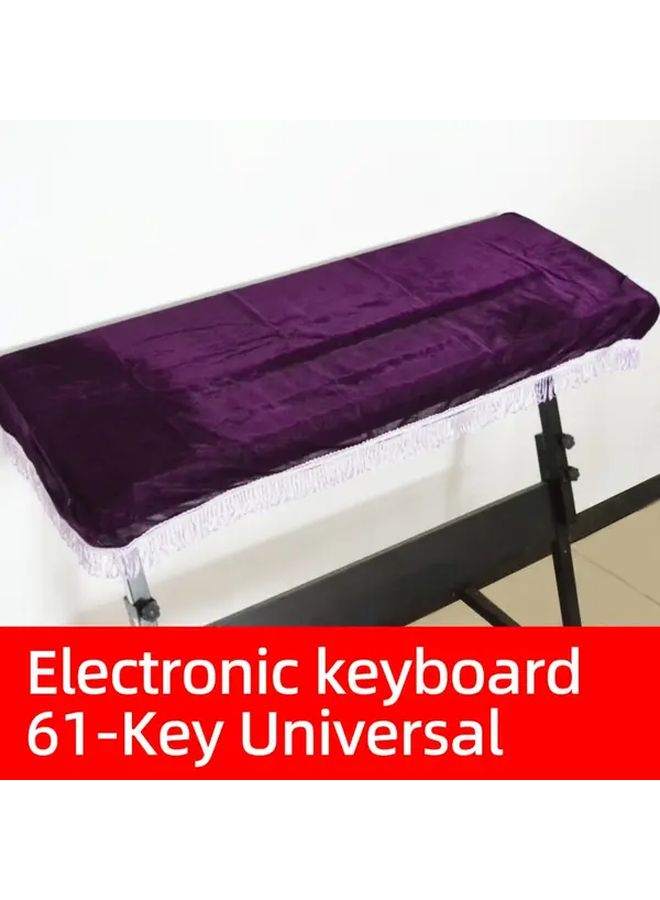Red Velvet Dust Cover With Fringe For 61 Key Electronic Keyboard - Image 5
