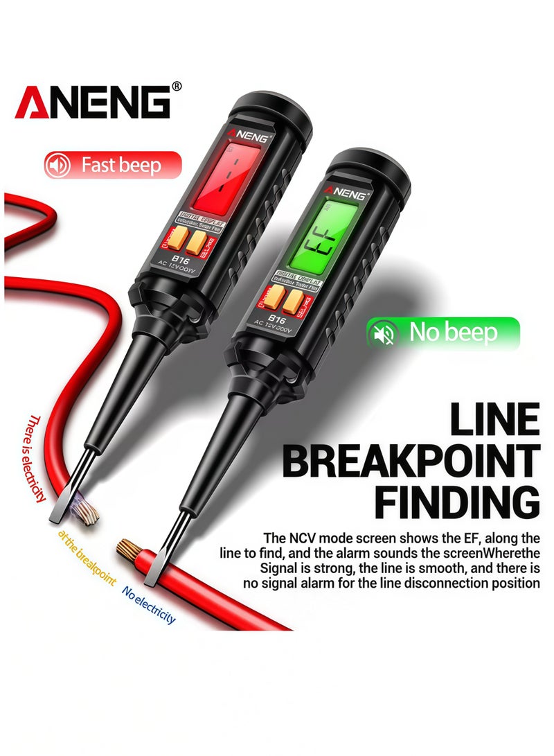 ANENG 12V-300V AC Voltage Tester, Non-Contact Voltage Pen Tester, Breakpoint Finder with LCD Display and LED Flashlight, Voltage Detector - Image 1