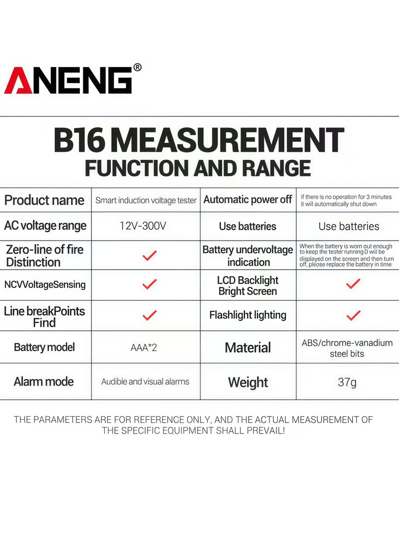 ANENG 12V-300V AC Voltage Tester, Non-Contact Voltage Pen Tester, Breakpoint Finder with LCD Display and LED Flashlight, Voltage Detector - Image 4