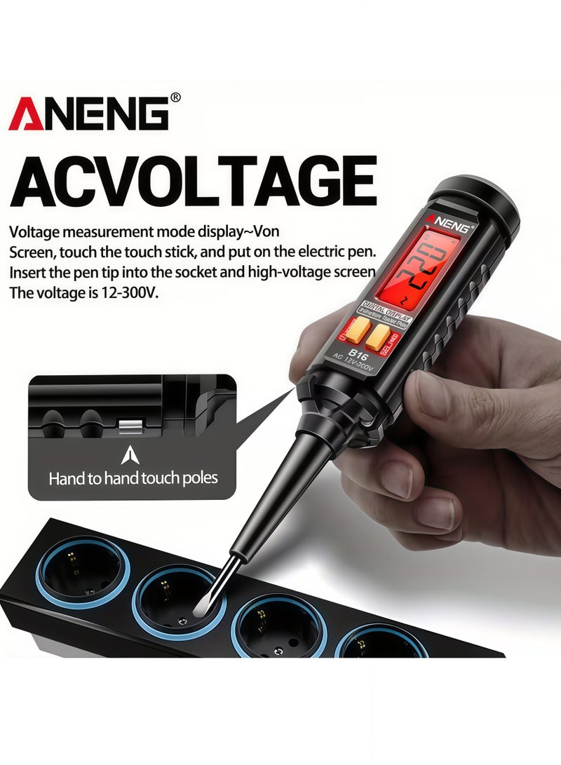 ANENG 12V-300V AC Voltage Tester, Non-Contact Voltage Pen Tester, Breakpoint Finder with LCD Display and LED Flashlight, Voltage Detector - Image 5